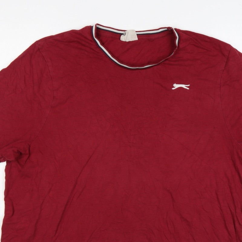 Additional view of Slazenger Men's Red 2XL Crew Neck Logo T-Shirt Contrast Trim