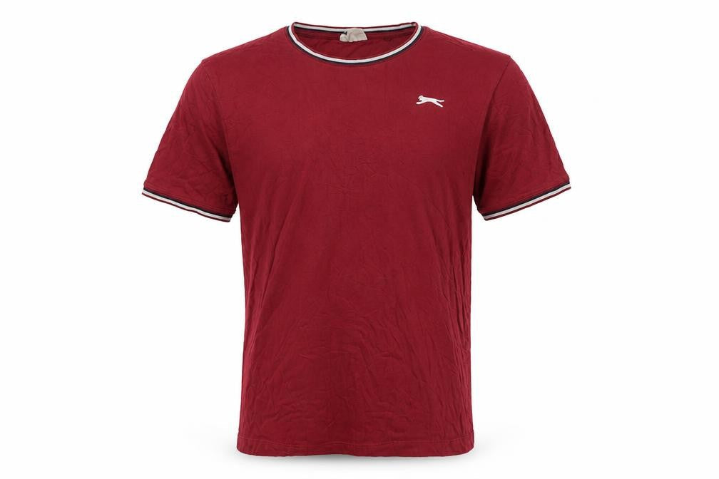 Front view of Slazenger Men's Red 2XL Crew Neck Logo T-Shirt Contrast Trim