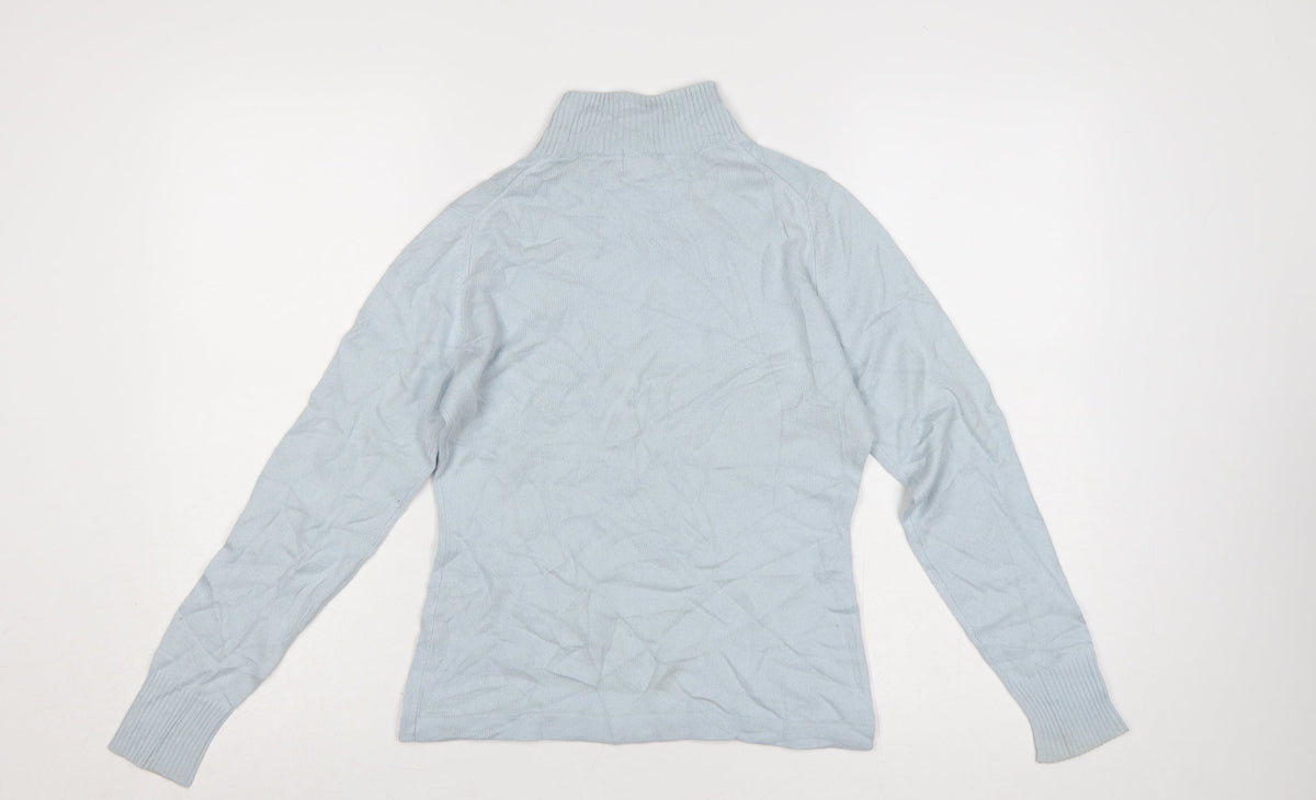 The Cashmere Company Women Blue S Silk Cashmere Roll Neck Jumper