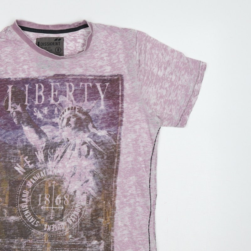 Additional view of Dissident Men's Pink M Liberty New York Graphic Print Crew Neck T-Shirt