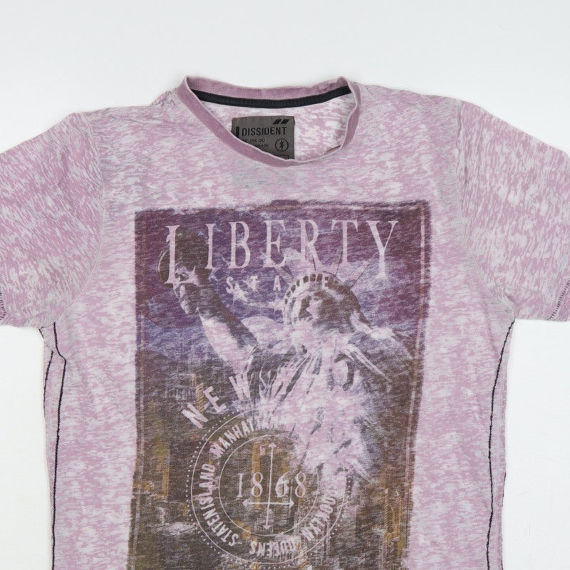 Additional view of Dissident Men's Pink M Liberty New York Graphic Print Crew Neck T-Shirt