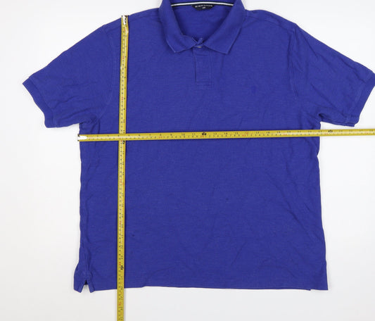Marks and Spencer Men Cobalt Blue XL Blue Harbour Cotton Blend Polo Shirt