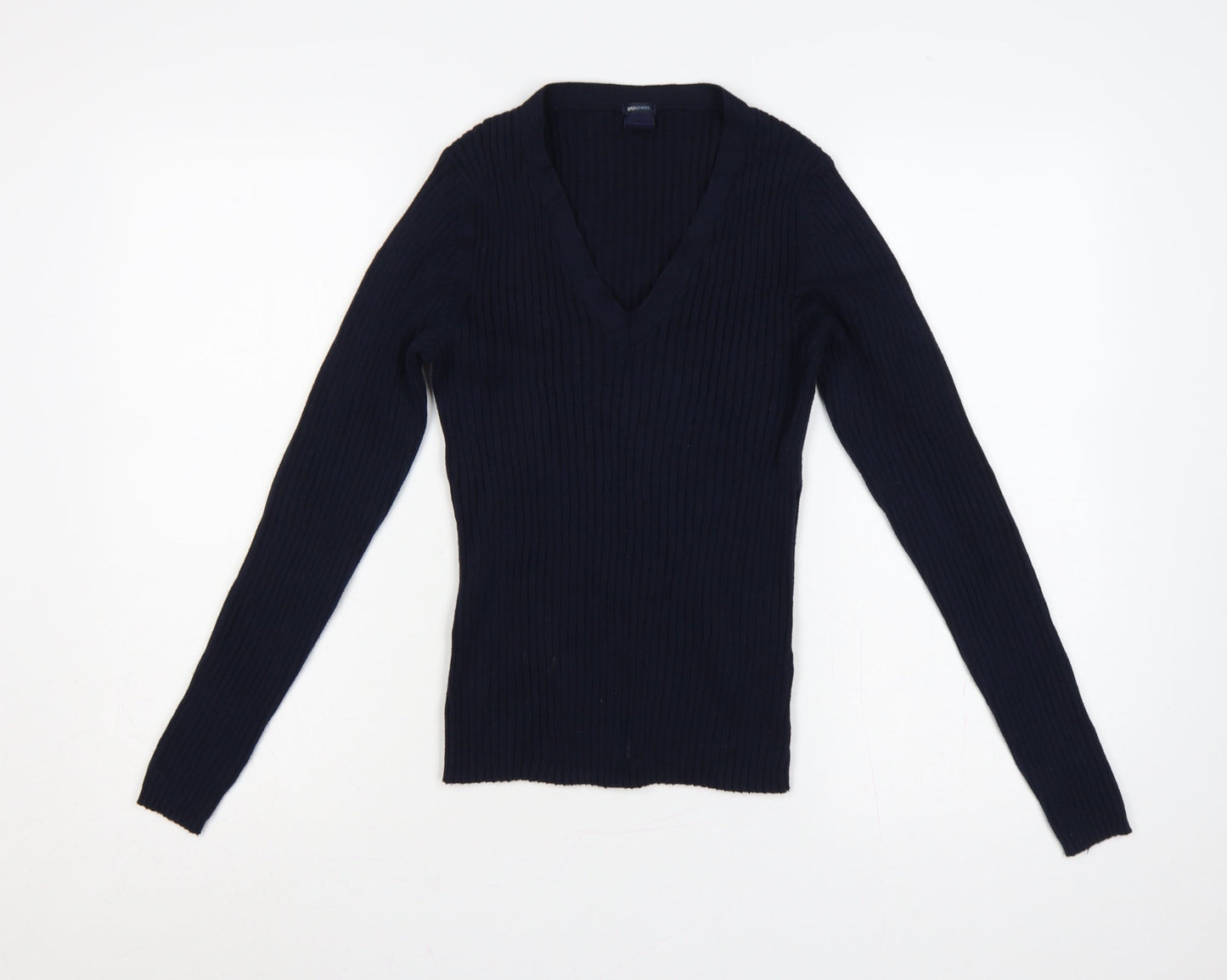 GAP Women’s Navy Blue S Rib Knit V-Neck Slim Pullover Jumper