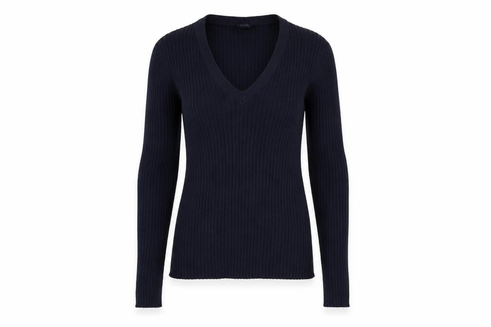 Gap Women’s Navy Blue S Rib Knit V-Neck Slim Pullover Jumper