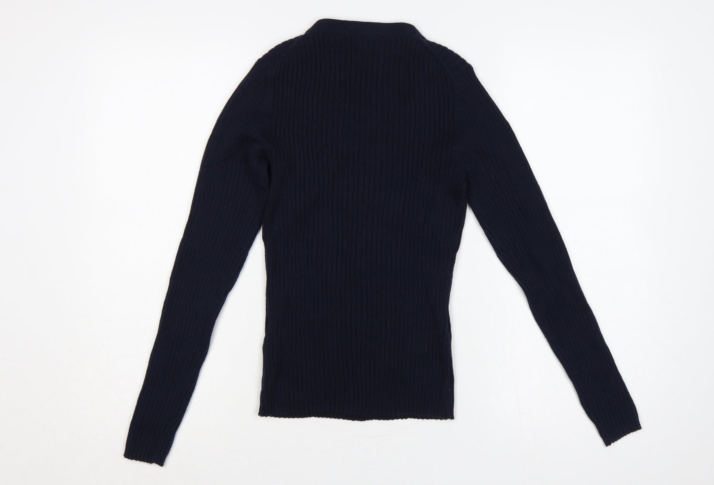 GAP Women’s Navy Blue S Rib Knit V-Neck Slim Pullover Jumper