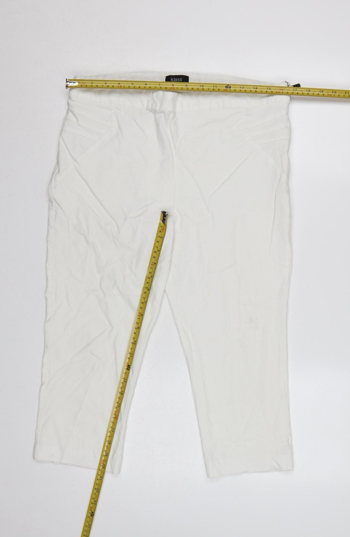 Klass Women’s White Size 16 Capri Tapered Trousers Side Zip