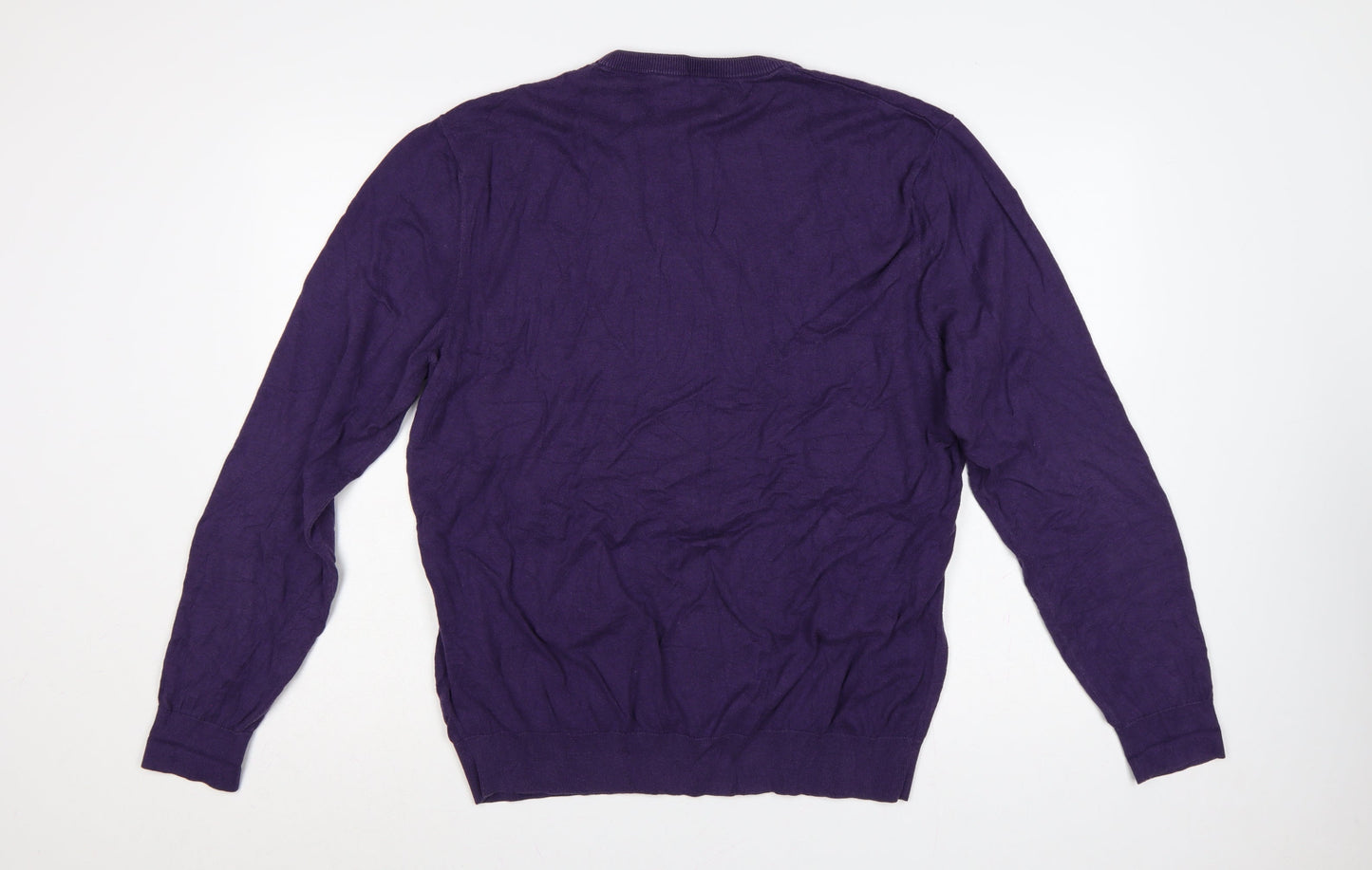 Original Penguin Men Purple XXL Cotton Crew Neck Logo Pullover Jumper