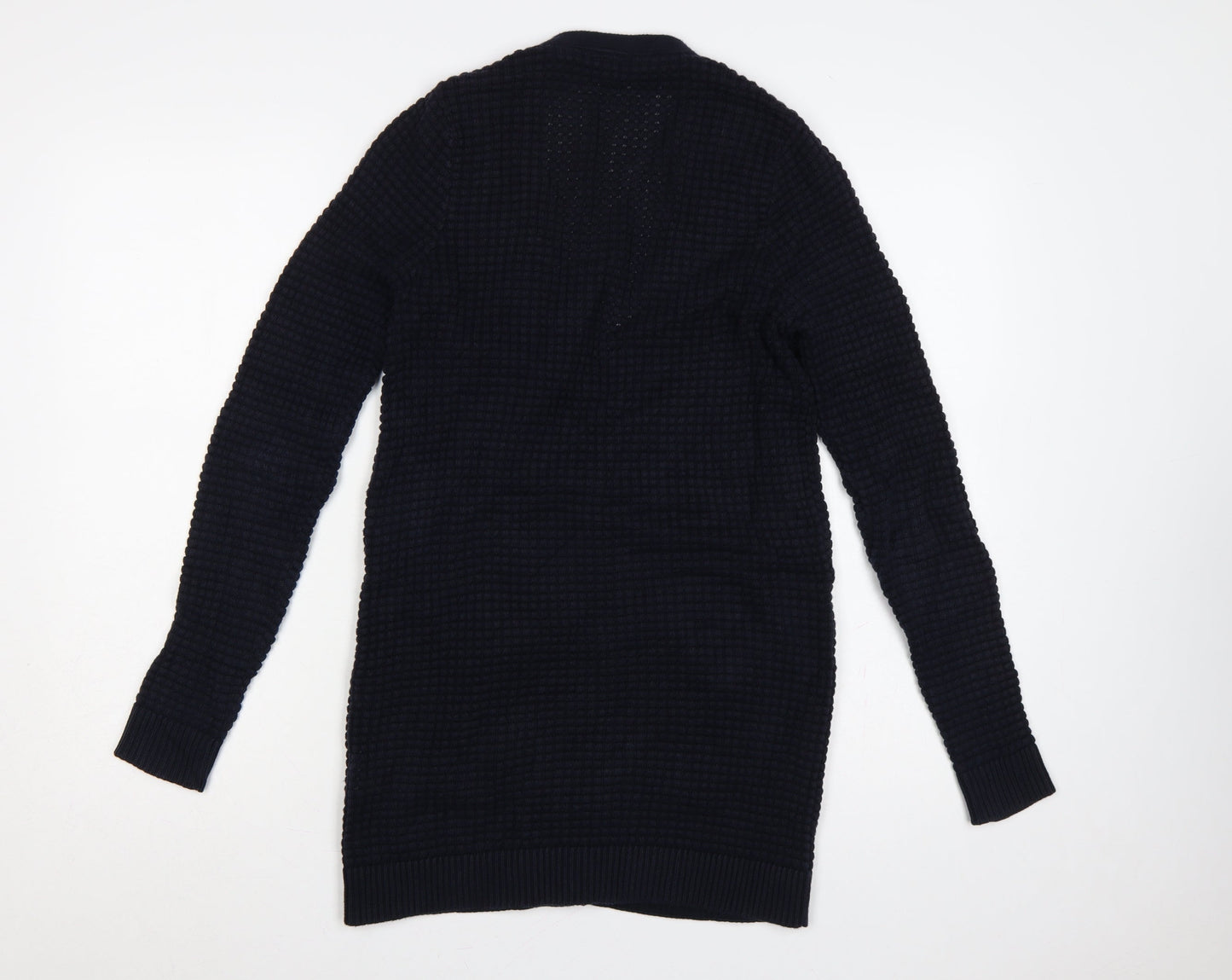 GANT Women’s Navy Blue S Waffle Knit V-Neck Button Cardigan