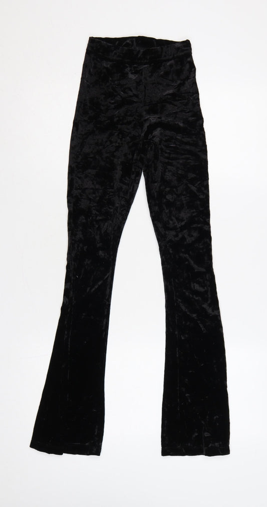 Topshop Women’s Black Petite UK 4 Velvet Flared Leggings