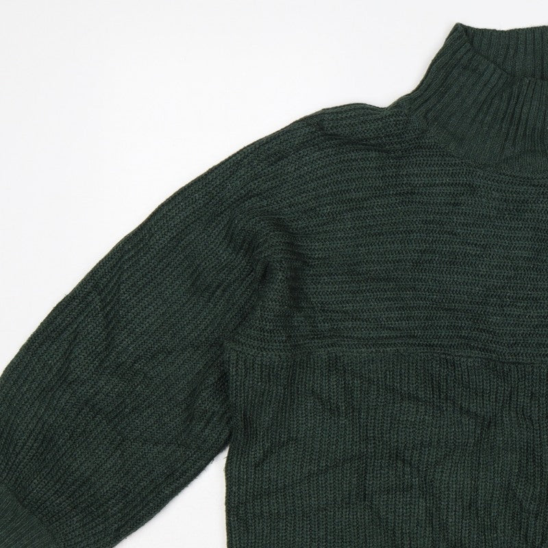 Monki Women Green L Chunky Knit High Neck Oversized Jumper