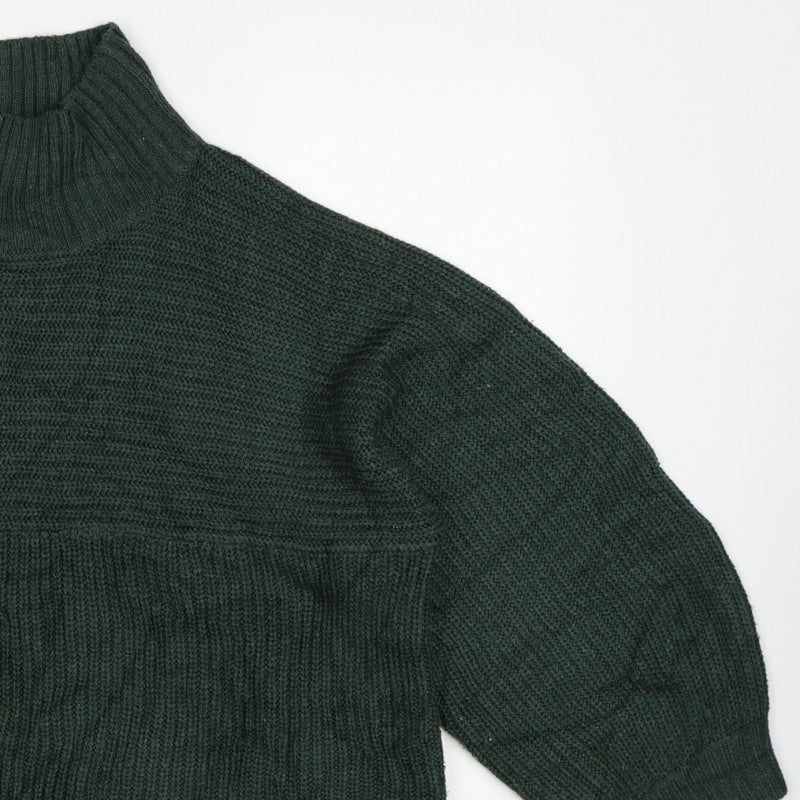 Monki Women Green L Chunky Knit High Neck Oversized Jumper