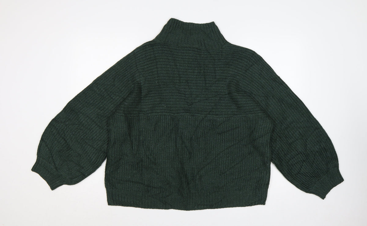 Monki Women Green L Chunky Knit High Neck Oversized Jumper