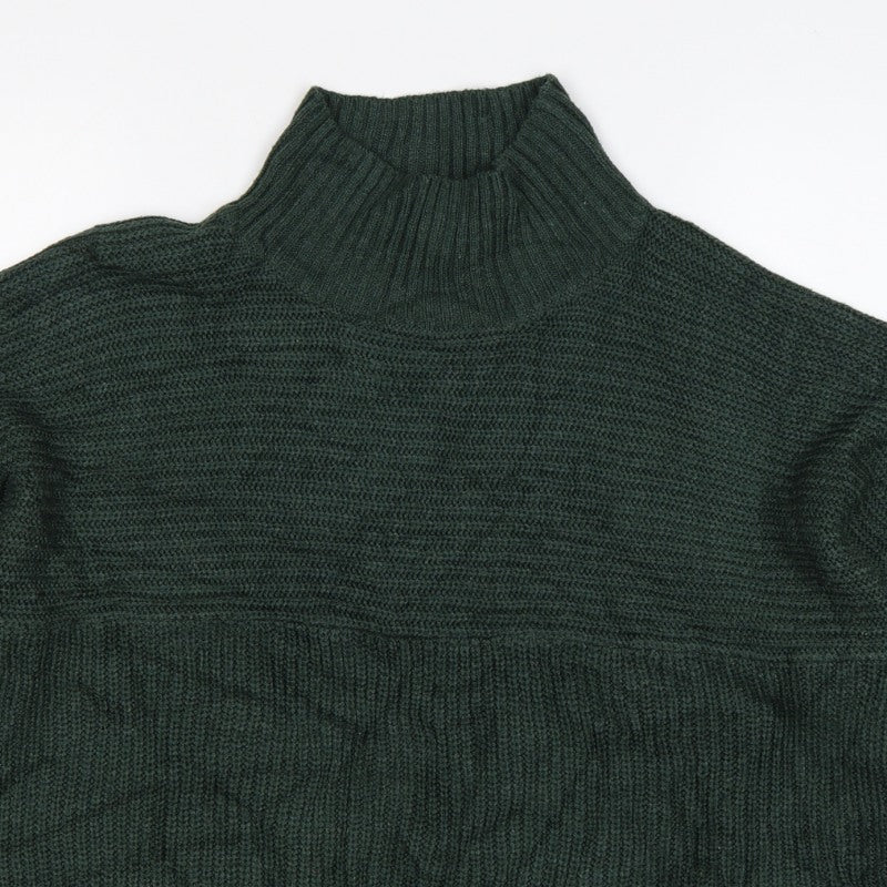 Monki Women Green L Chunky Knit High Neck Oversized Jumper