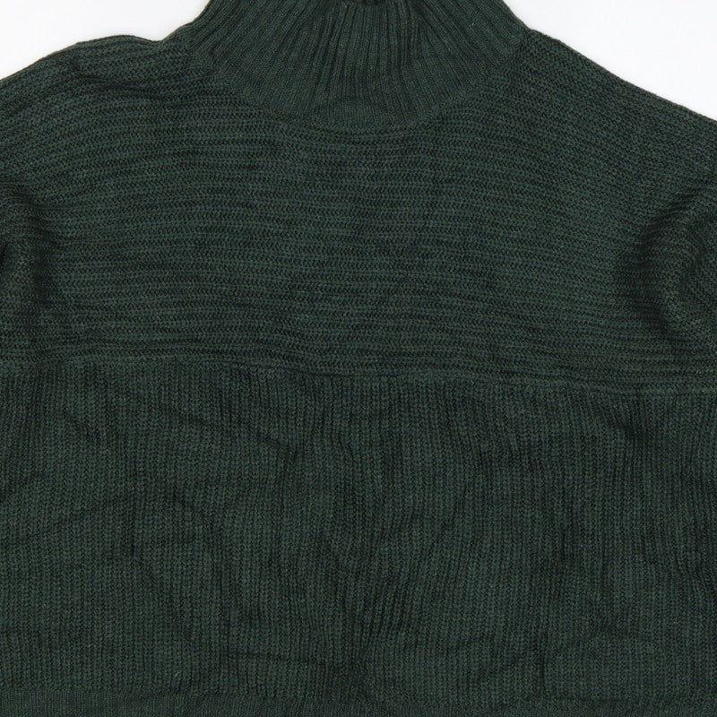 Monki Women Green L Chunky Knit High Neck Oversized Jumper