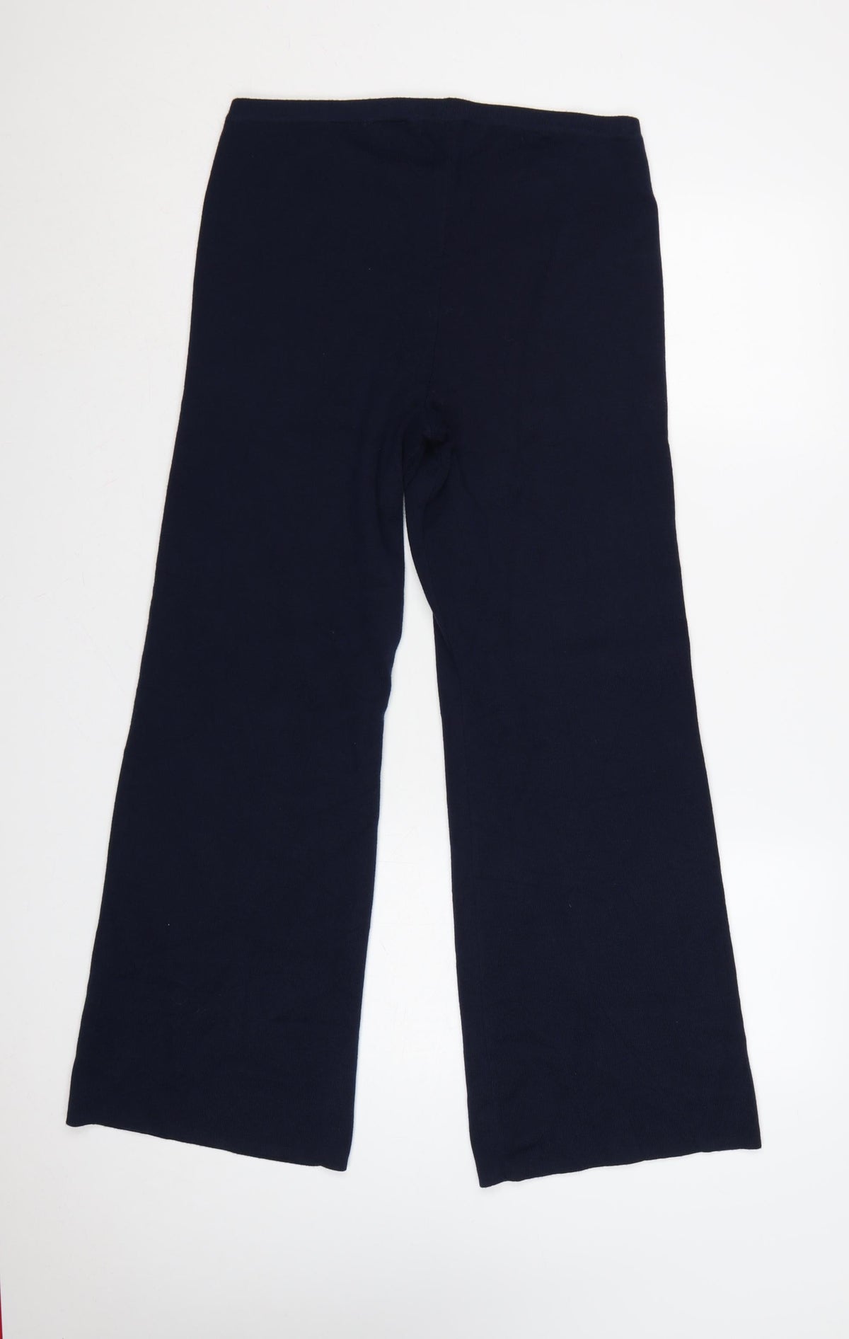 H&M Women’s Navy Blue UK 6 Ribbed Flared Stretch Trousers
