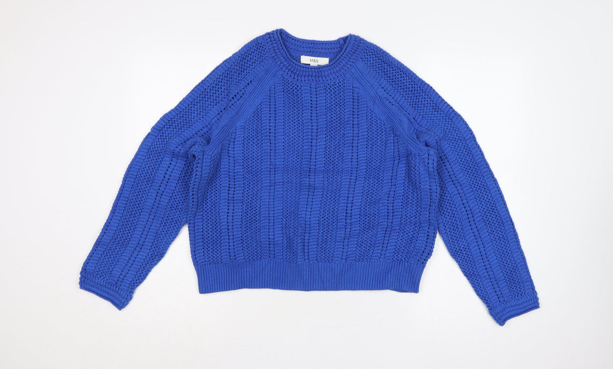 Marks & Spencer Women’s Blue M Chunky Knit Crew Neck Jumper