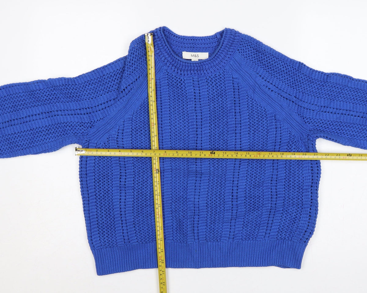 Marks & Spencer Women’s Blue M Chunky Knit Crew Neck Jumper