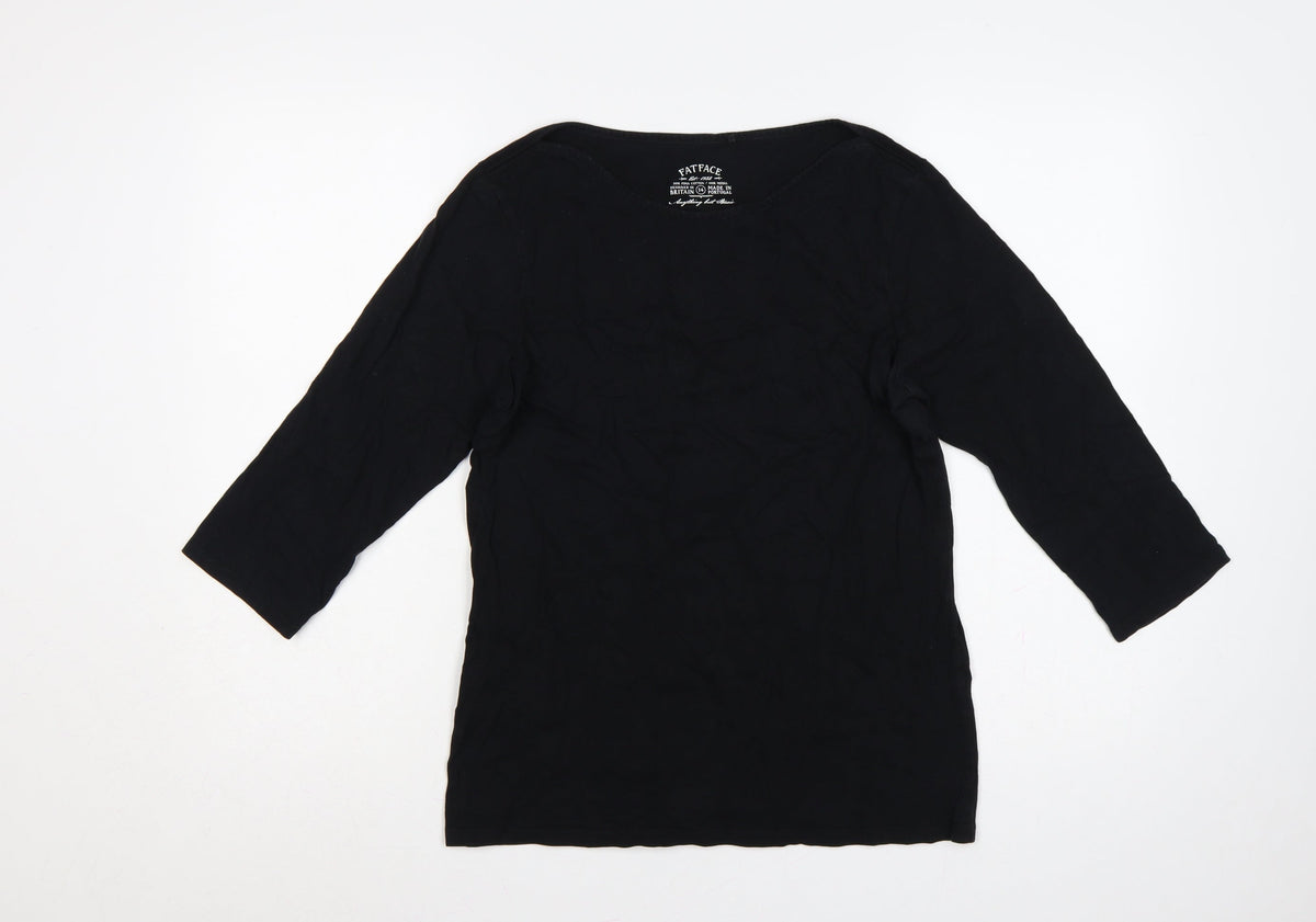 Fat Face Women’s Black UK 14 Cotton Modal 3/4 Sleeve Tunic T-Shirt