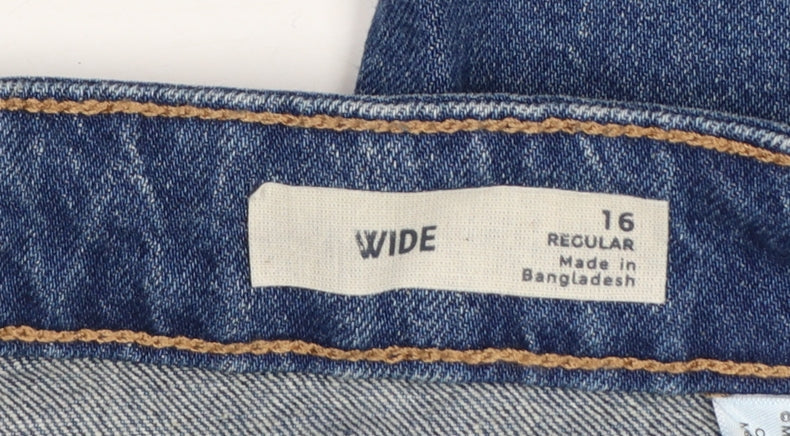 Marks and Spencer Women’s Blue UK 16 Wide-Leg High Rise Jeans