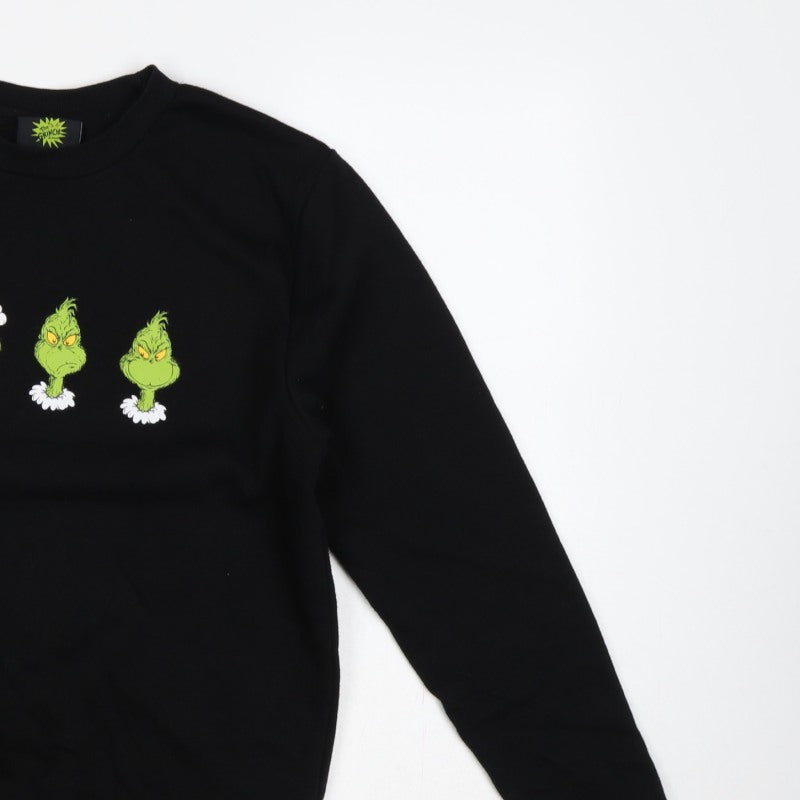Additional view of The Grinch Men’s Black S Christmas Graphic Print Crew Neck Sweatshirt