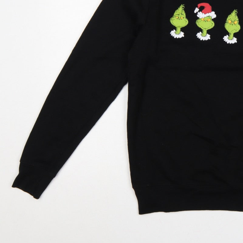 Additional view of The Grinch Men’s Black S Christmas Graphic Print Crew Neck Sweatshirt