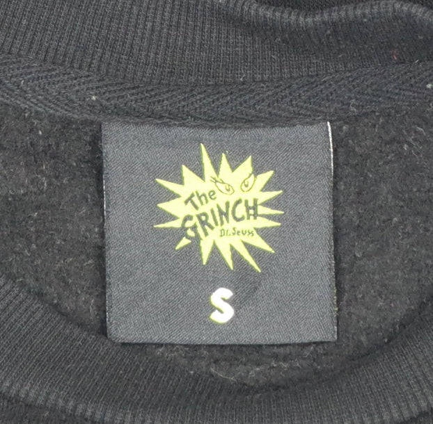 Additional view of The Grinch Men’s Black S Christmas Graphic Print Crew Neck Sweatshirt