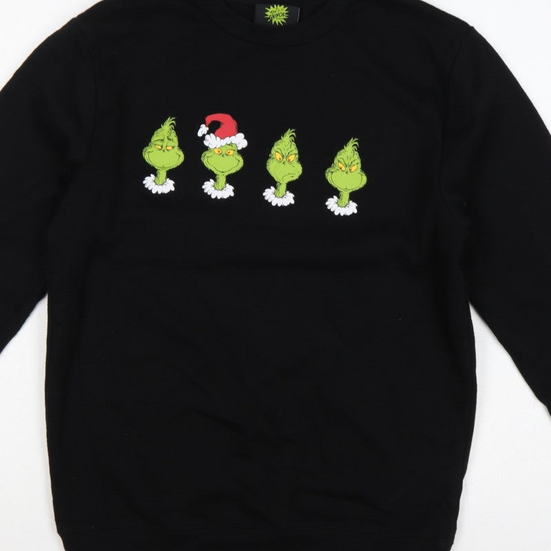 Additional view of The Grinch Men’s Black S Christmas Graphic Print Crew Neck Sweatshirt