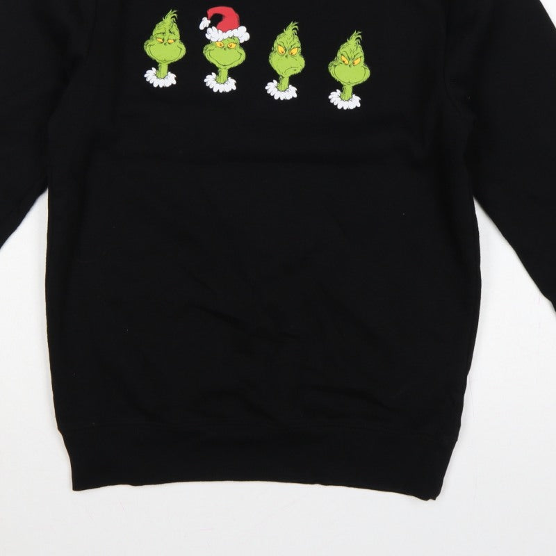 Additional view of The Grinch Men’s Black S Christmas Graphic Print Crew Neck Sweatshirt