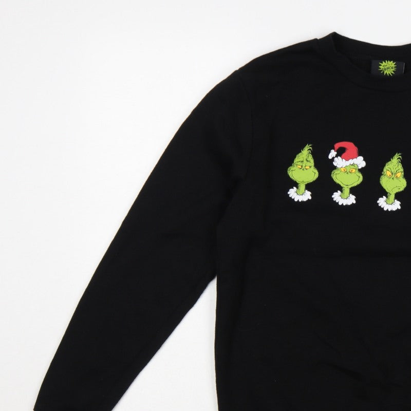 Additional view of The Grinch Men’s Black S Christmas Graphic Print Crew Neck Sweatshirt