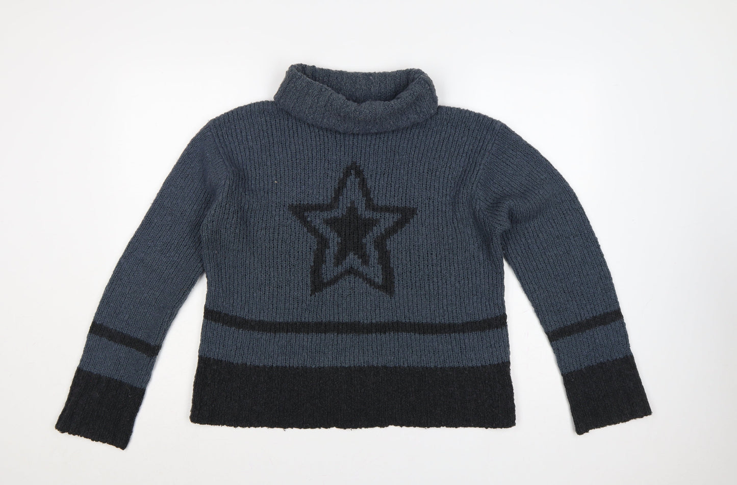 River Island Women Grey L Roll Neck Star Pullover Knit Jumper