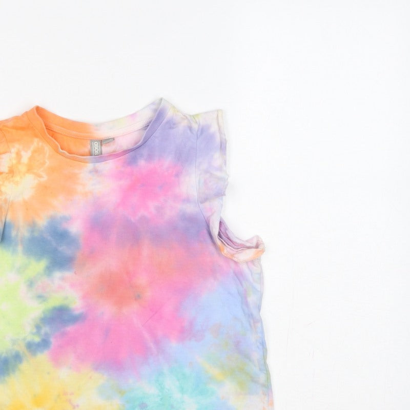 ASOS Women Multicoloured Tie Dye Ruffle Sleeve T-Shirt UK 10