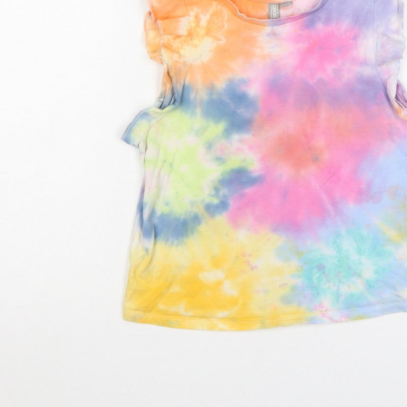 ASOS Women Multicoloured Tie Dye Ruffle Sleeve T-Shirt UK 10