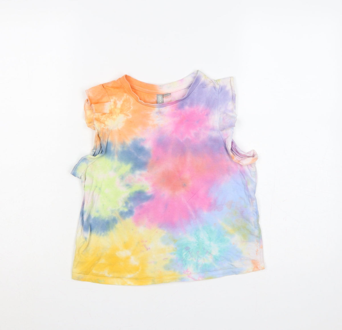 ASOS Women Multicoloured Tie Dye Ruffle Sleeve T-Shirt UK 10