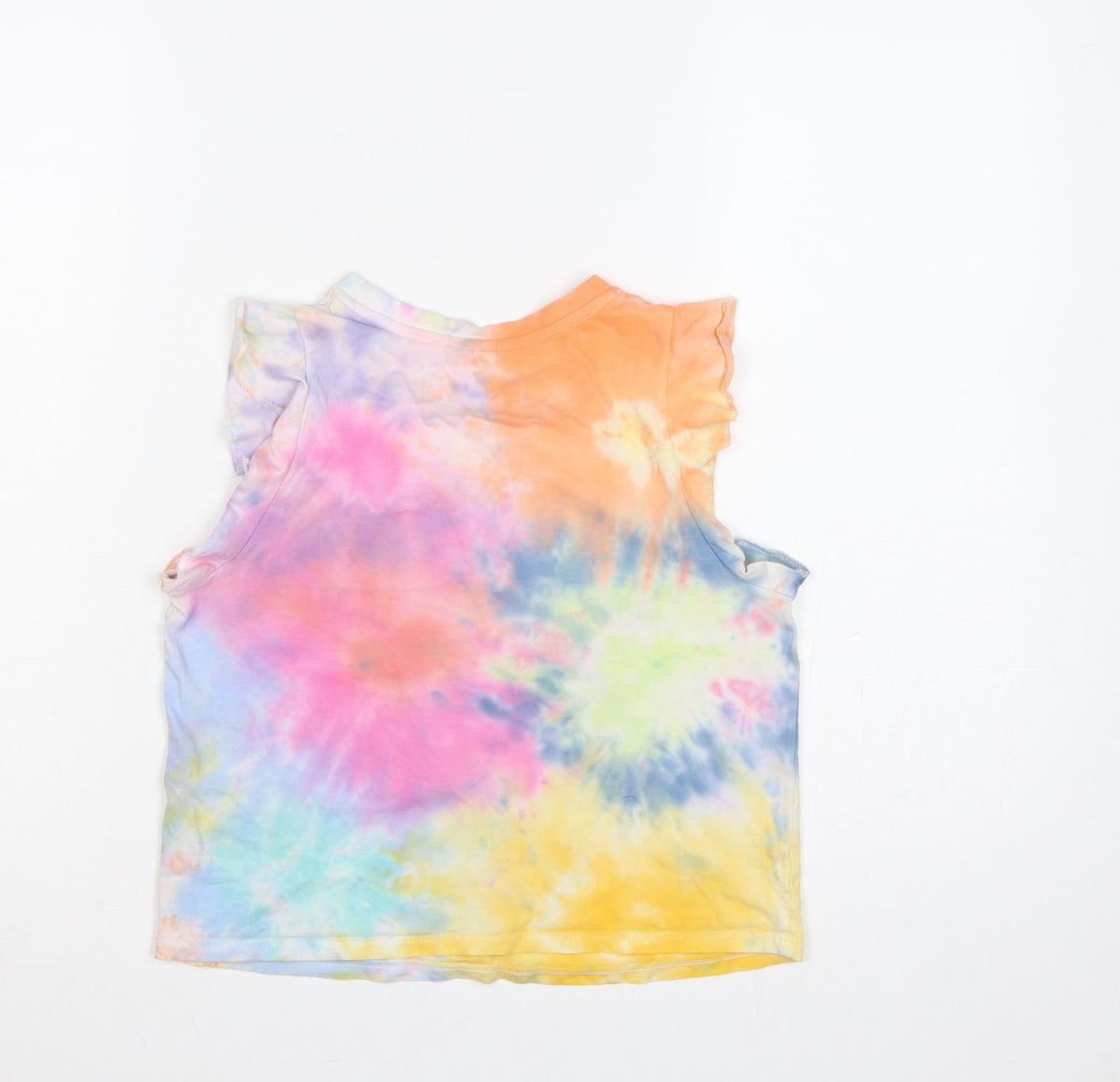 ASOS Women Multicoloured Tie Dye Ruffle Sleeve T-Shirt UK 10