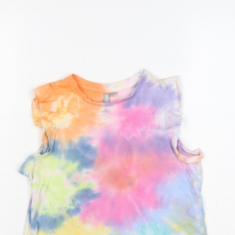 ASOS Women Multicoloured Tie Dye Ruffle Sleeve T-Shirt UK 10