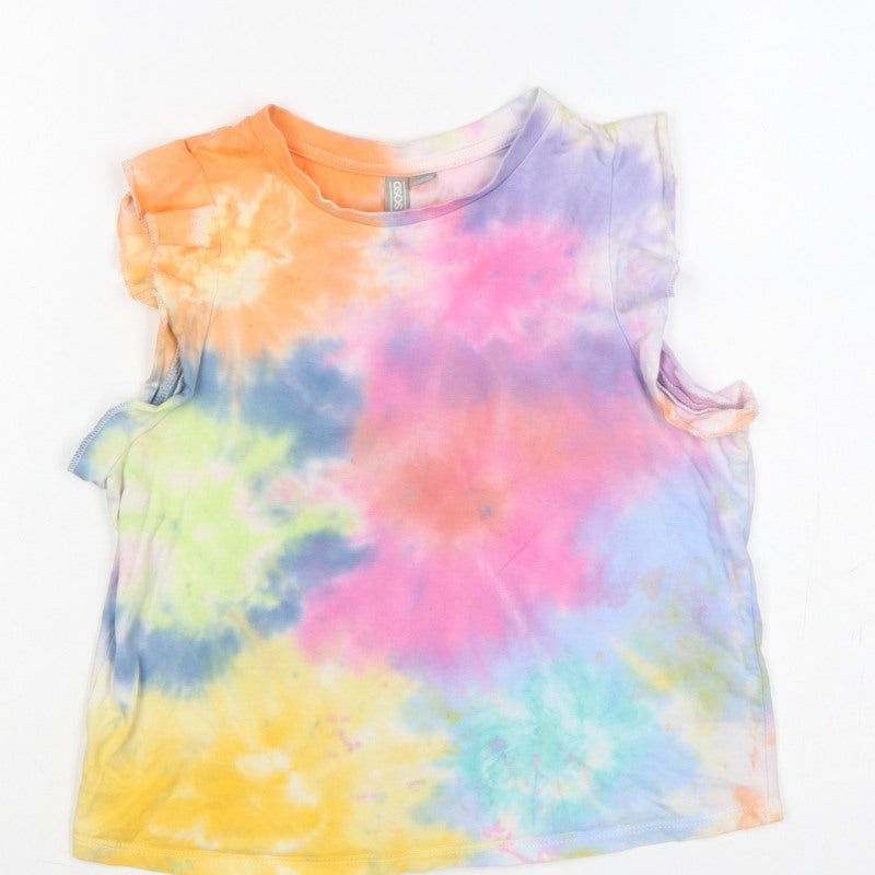 ASOS Women Multicoloured Tie Dye Ruffle Sleeve T-Shirt UK 10