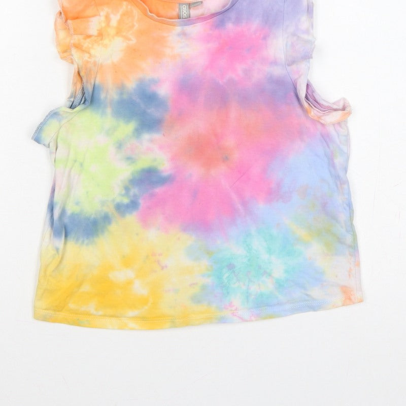 ASOS Women Multicoloured Tie Dye Ruffle Sleeve T-Shirt UK 10