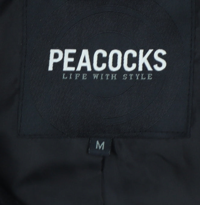 Peacocks Men’s Black M Wool Blend Pea Coat Double Breasted
