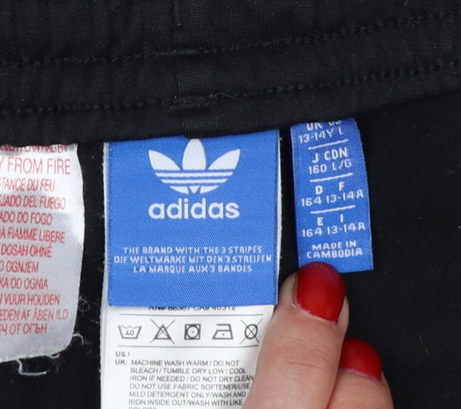 adidas Boys Black 13-14 Years Jogger Track Trousers 3 Stripe
