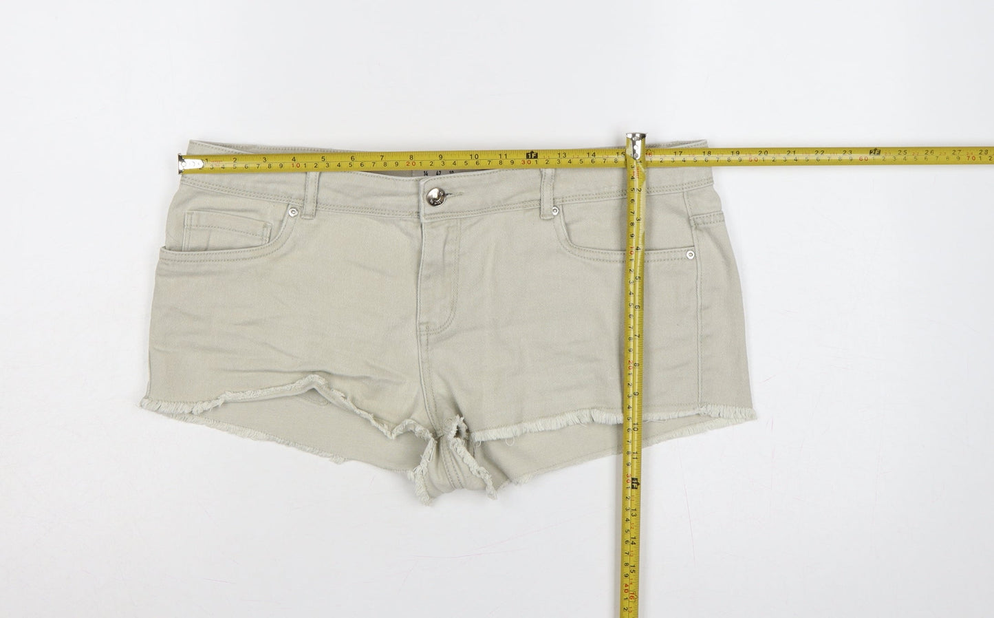Denim Co Women’s Beige UK 14 Cut-Off Denim Shorts Raw Hem
