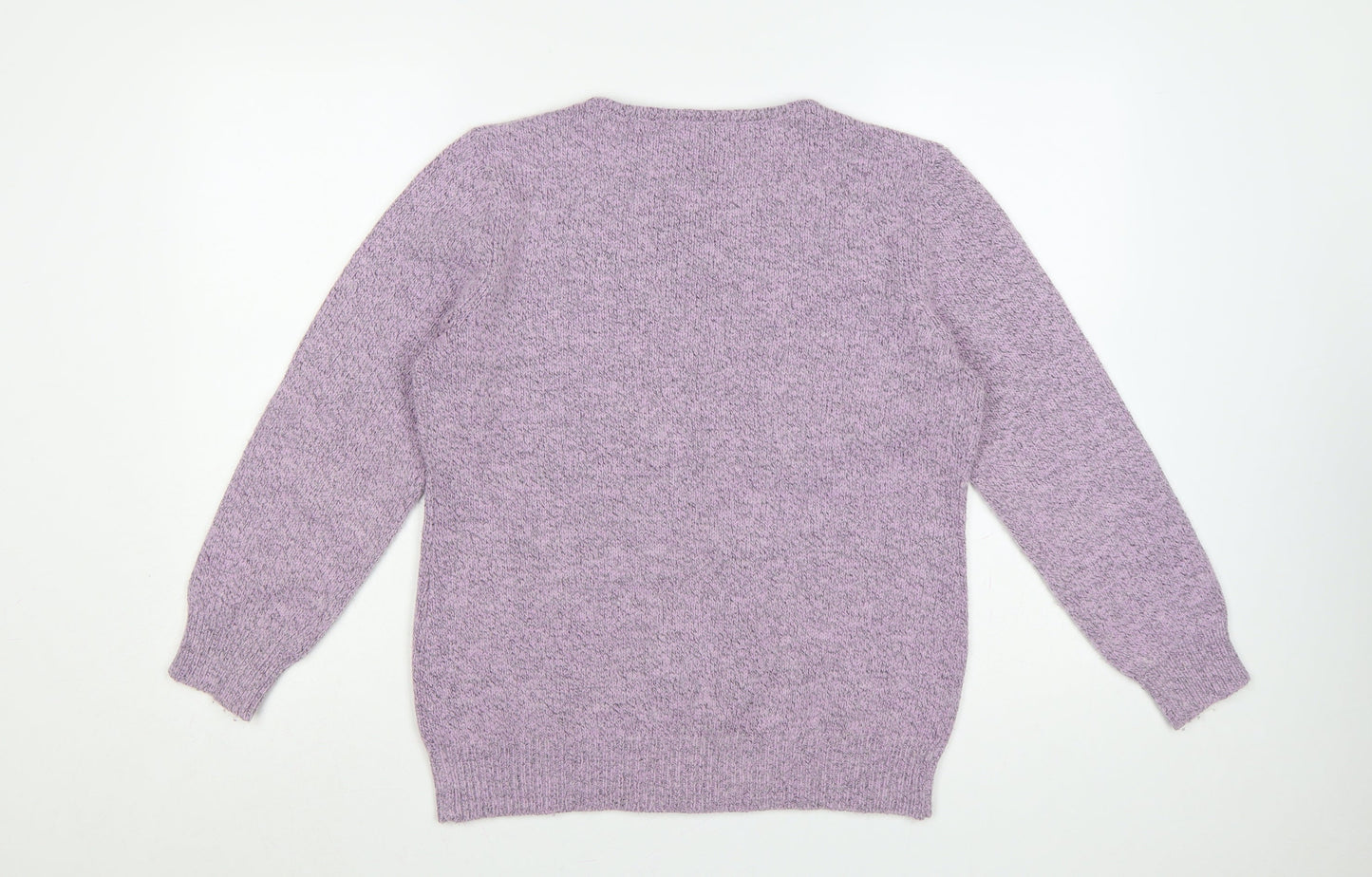 Damart Women Purple UK 16 Floral Embroidered Knit Pullover Jumper