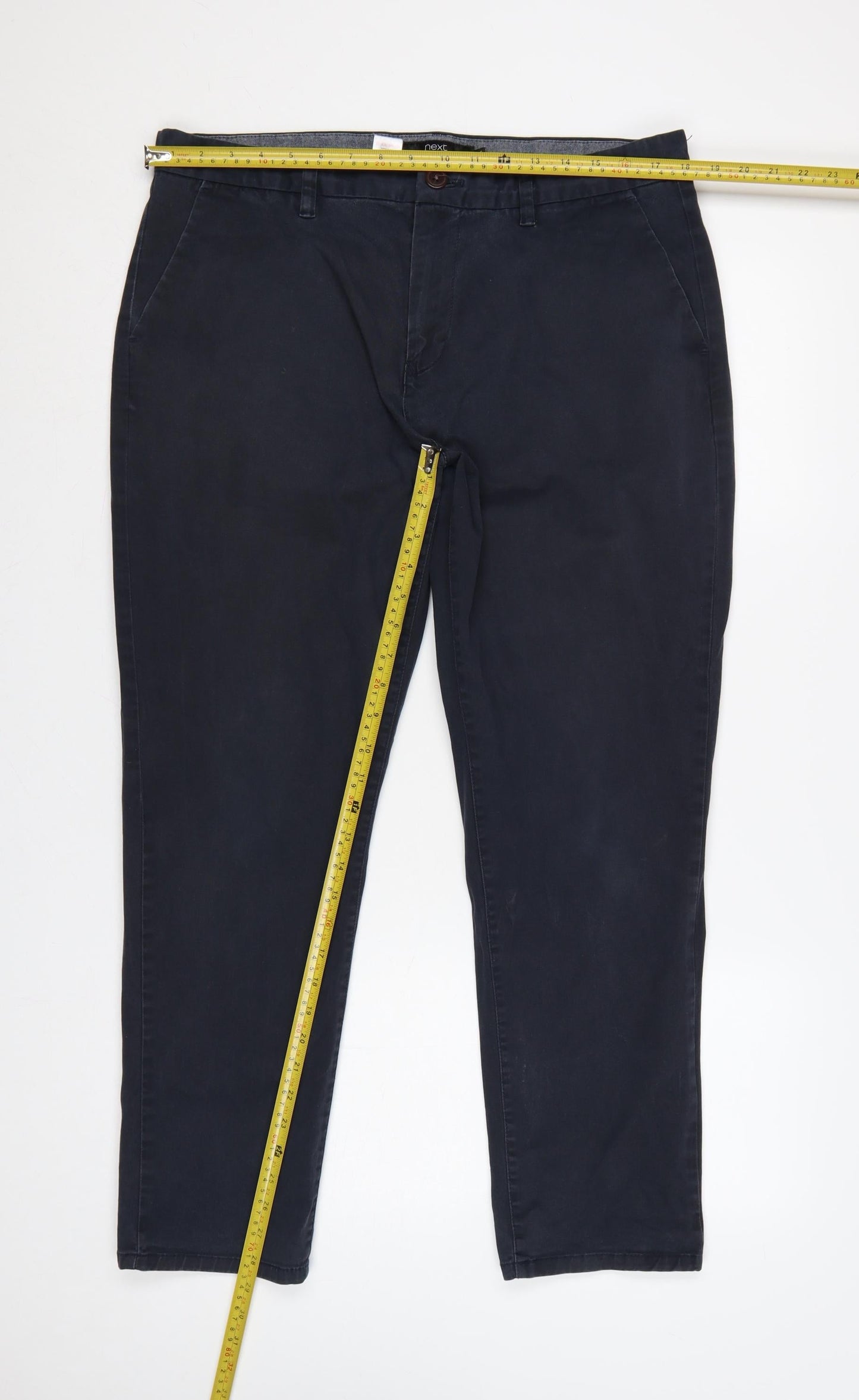 Next Men’s Navy 36S Slim Fit Chino Trousers Cotton Stretch 36in 29in