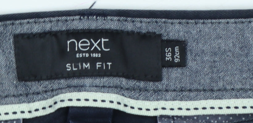 Next Men’s Navy 36S Slim Fit Chino Trousers Cotton Stretch 36in 29in
