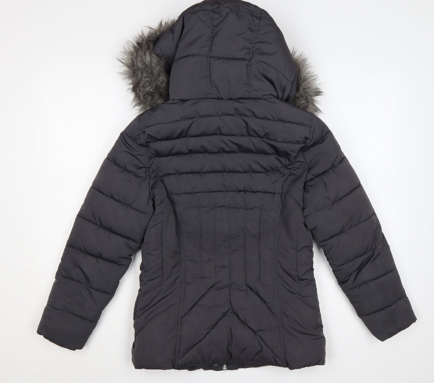 New Look Women’s Black Petite UK 8 Hooded Faux Fur Puffer Coat