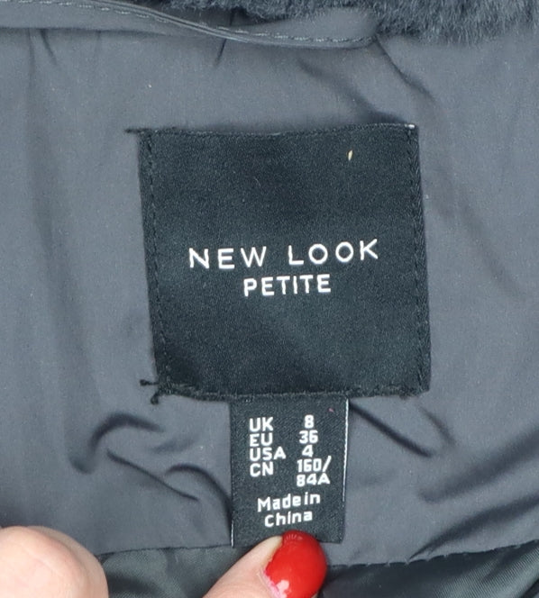 New Look Women’s Black Petite UK 8 Hooded Faux Fur Puffer Coat