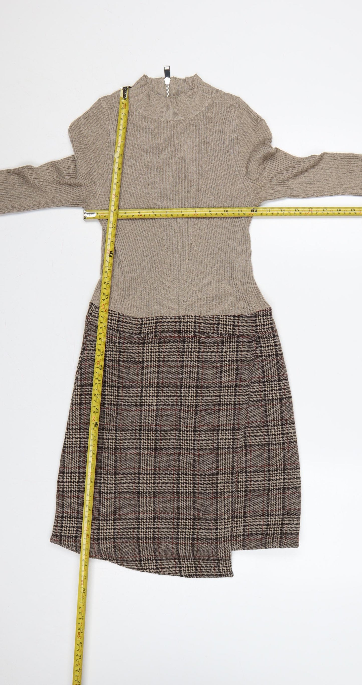 Next Women Multicoloured UK 6 Jumper Dress Plaid Zip Knit