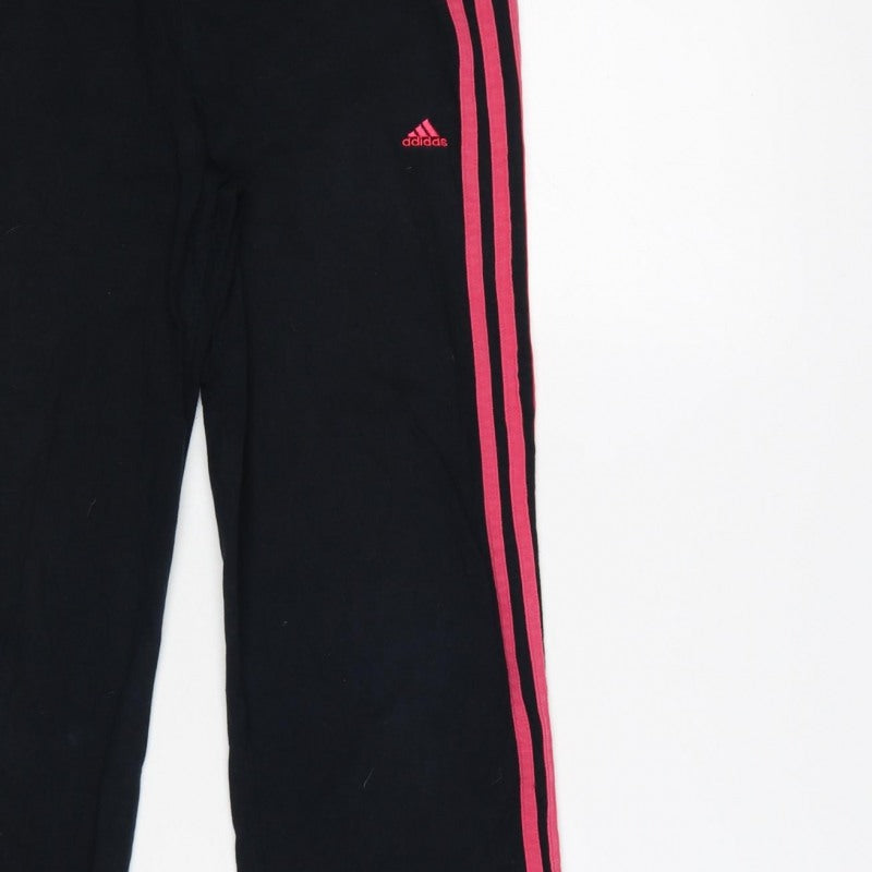 Additional view of adidas girls’ black pink 3 stripe sweatpants uk 13-14 years