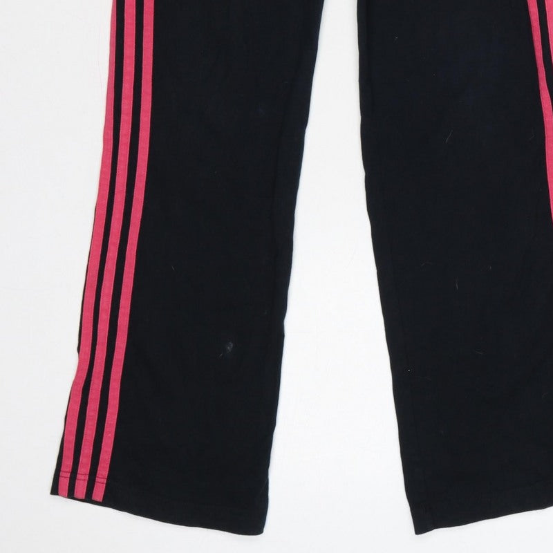 Additional view of adidas girls’ black pink 3 stripe sweatpants uk 13-14 years