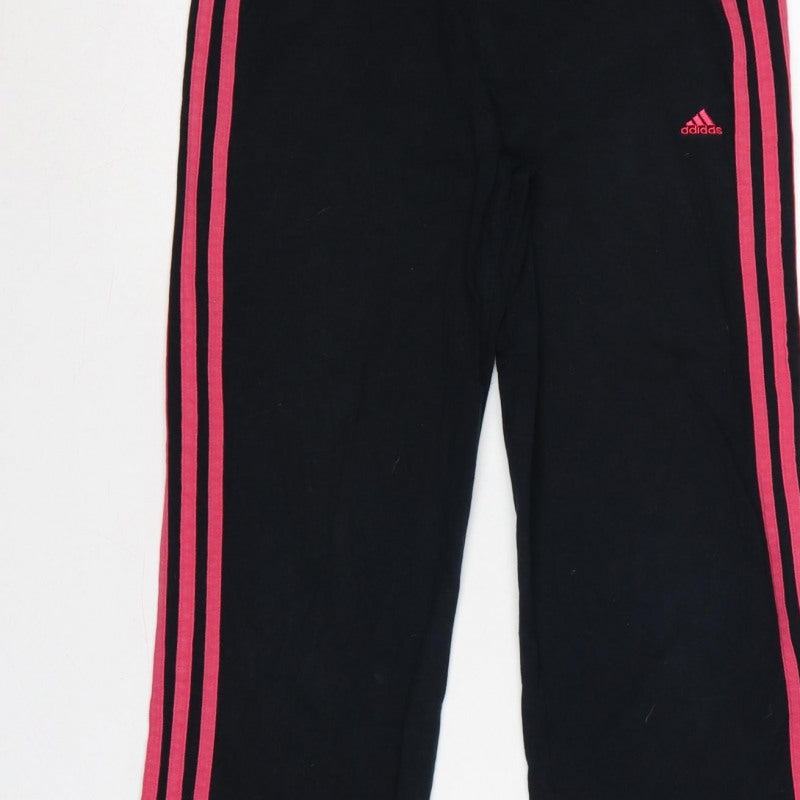 Additional view of adidas girls’ black pink 3 stripe sweatpants uk 13-14 years