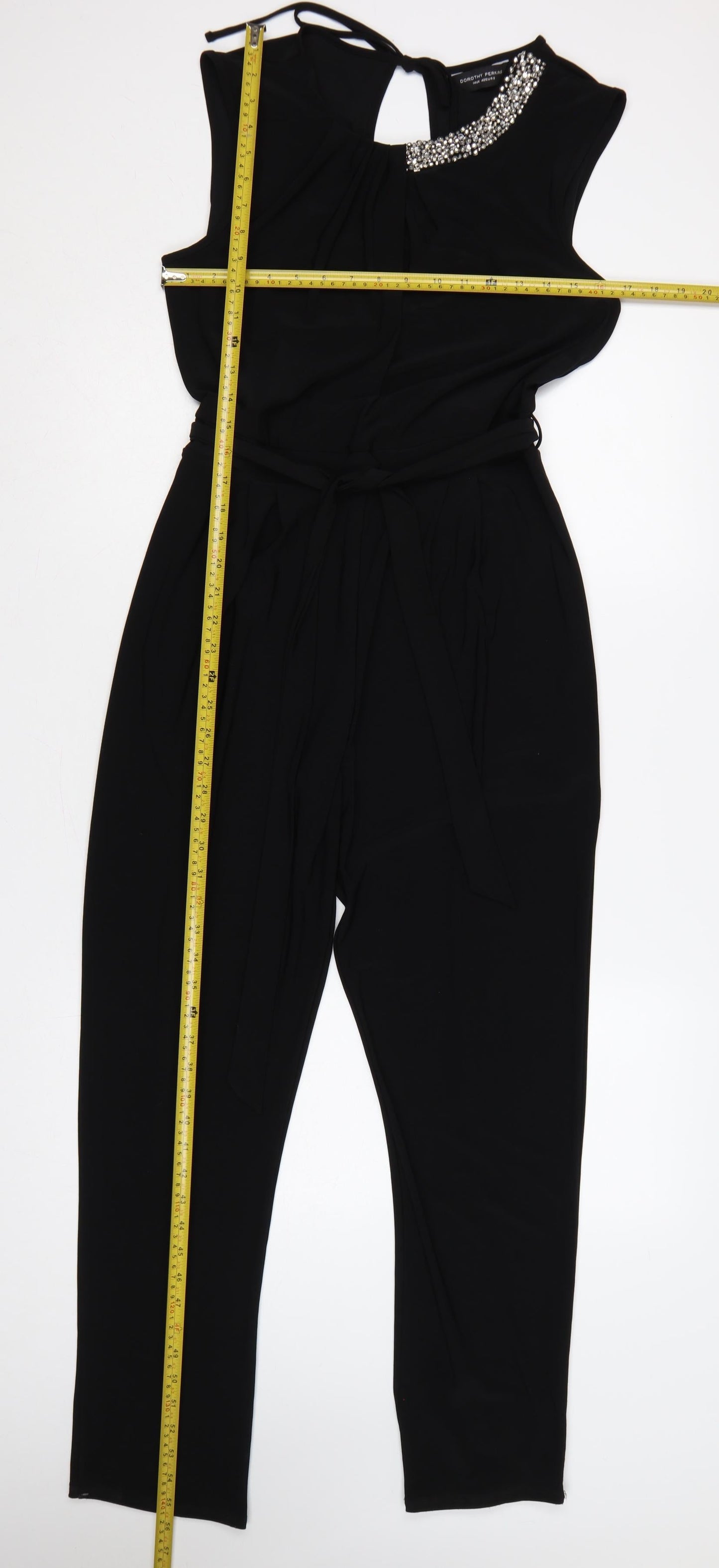Dorothy Perkins Women Black UK 14 Rhinestone Belted Jumpsuit